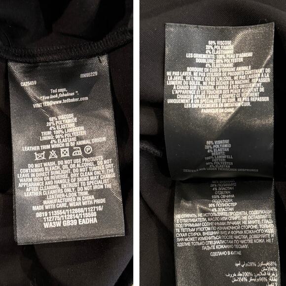 Ted Baker Eadha Leather Shoulder Black Sheath Dress Size 2 - Picture 6 of 7